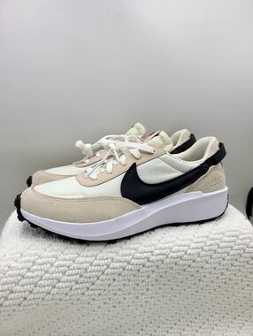 Nike Waffle Runner-Style Sneakers in Black & Cream